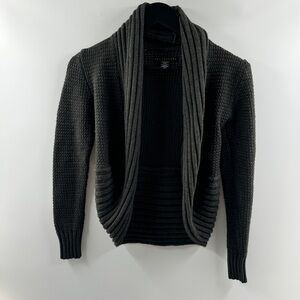 Apostrophe Charcoal Gray Open Front Knit Sweater – Size XS–Small